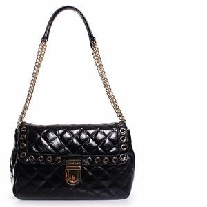 Michael Kors Hippie Grommet Sloan Quilted Shoulder Handbag Bag Black Purse NEW